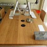 Wood study desk and workspace